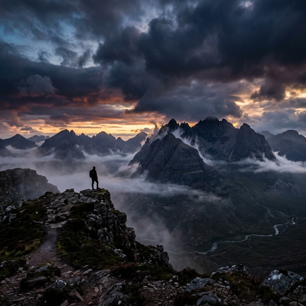 Cinematic mountain landscape backdrop