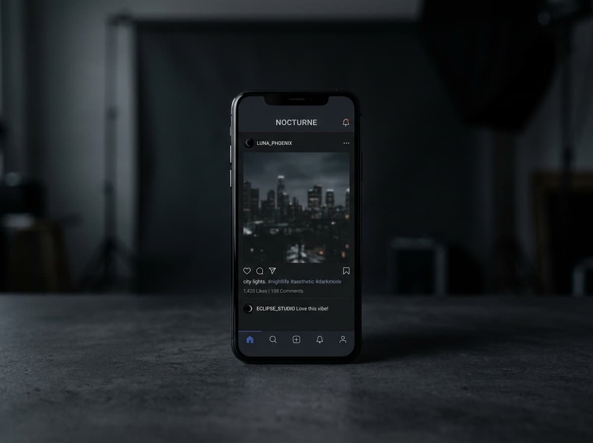 Minimalist smartphone displaying social media app layout